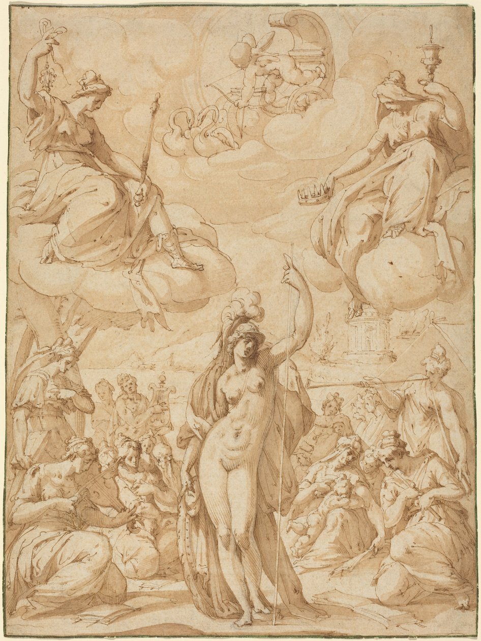 Allegorie der Minerva als Haupt der Musen, um oder vor 1575 von Hans Speckaert