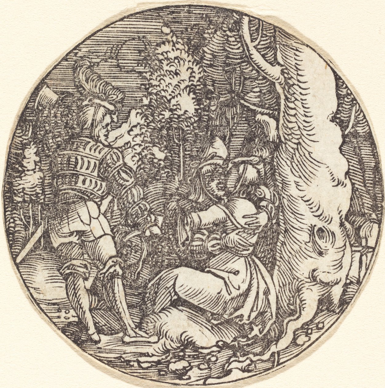 Die Umarmung (Ein Liebespaar bei einem Baum) von Hans Springinklee
