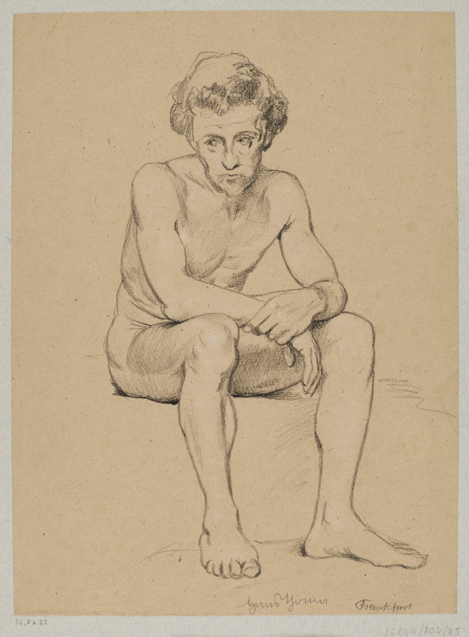 Akt eines sitzenden Mannes von Hans Thoma