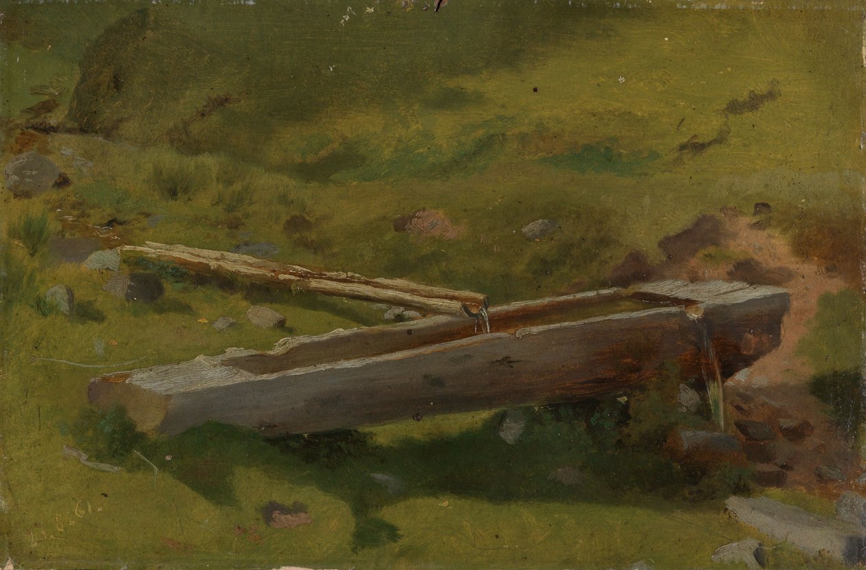 Baumstamm als Brunnentrog von Hans Thoma