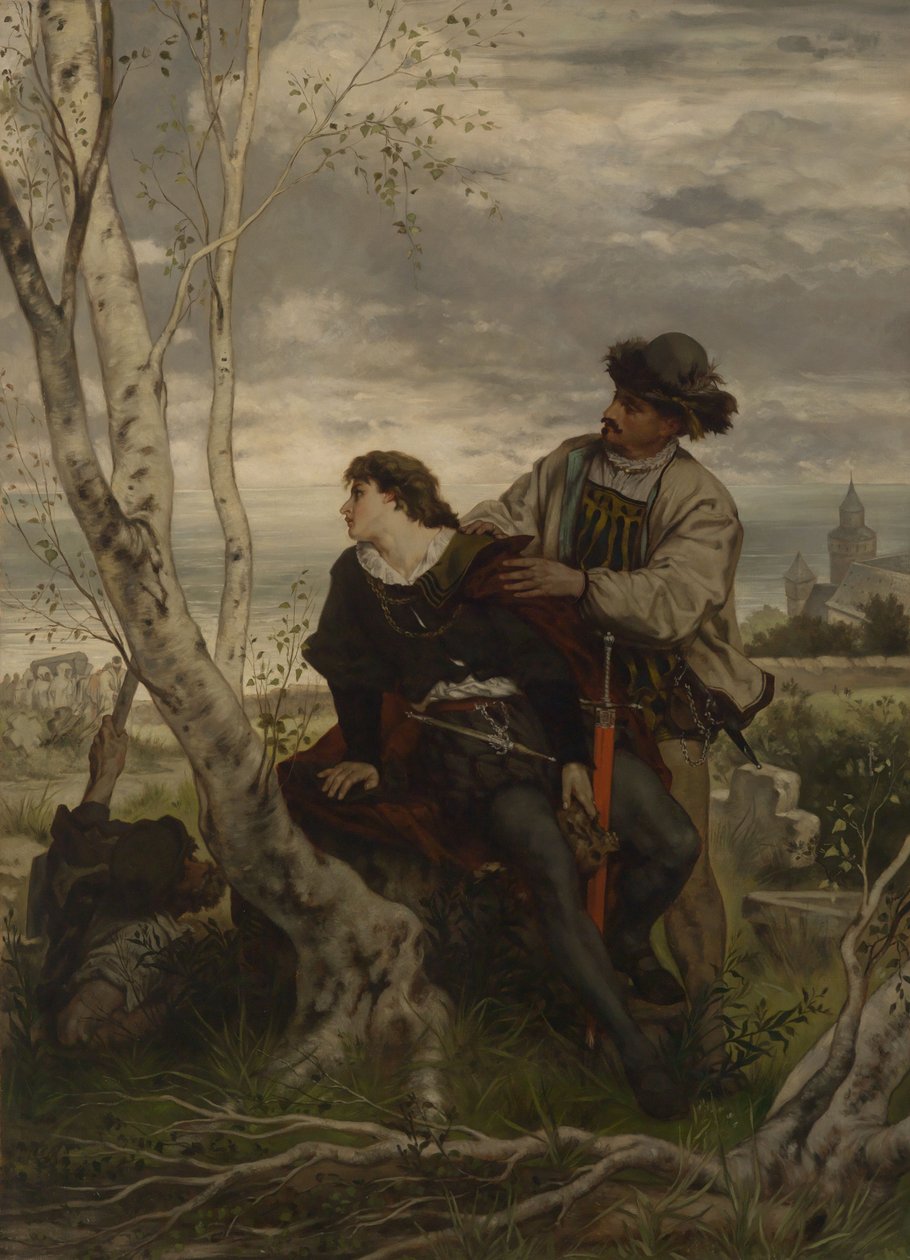 Hamlet und Horatio am Grab Ophelias von Hans Thoma