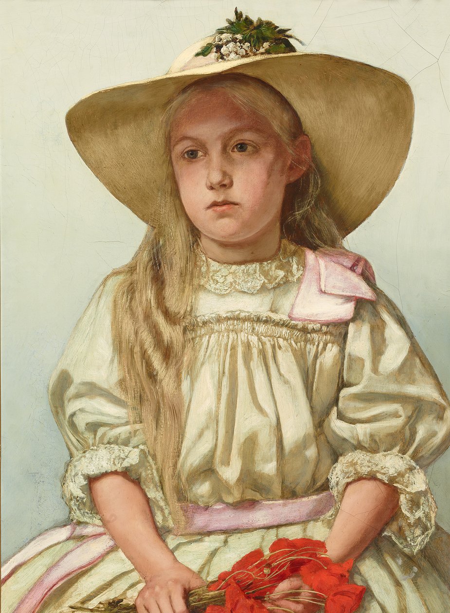 Mädchenbildnis (Ella mit Strohhut) von Hans Thoma