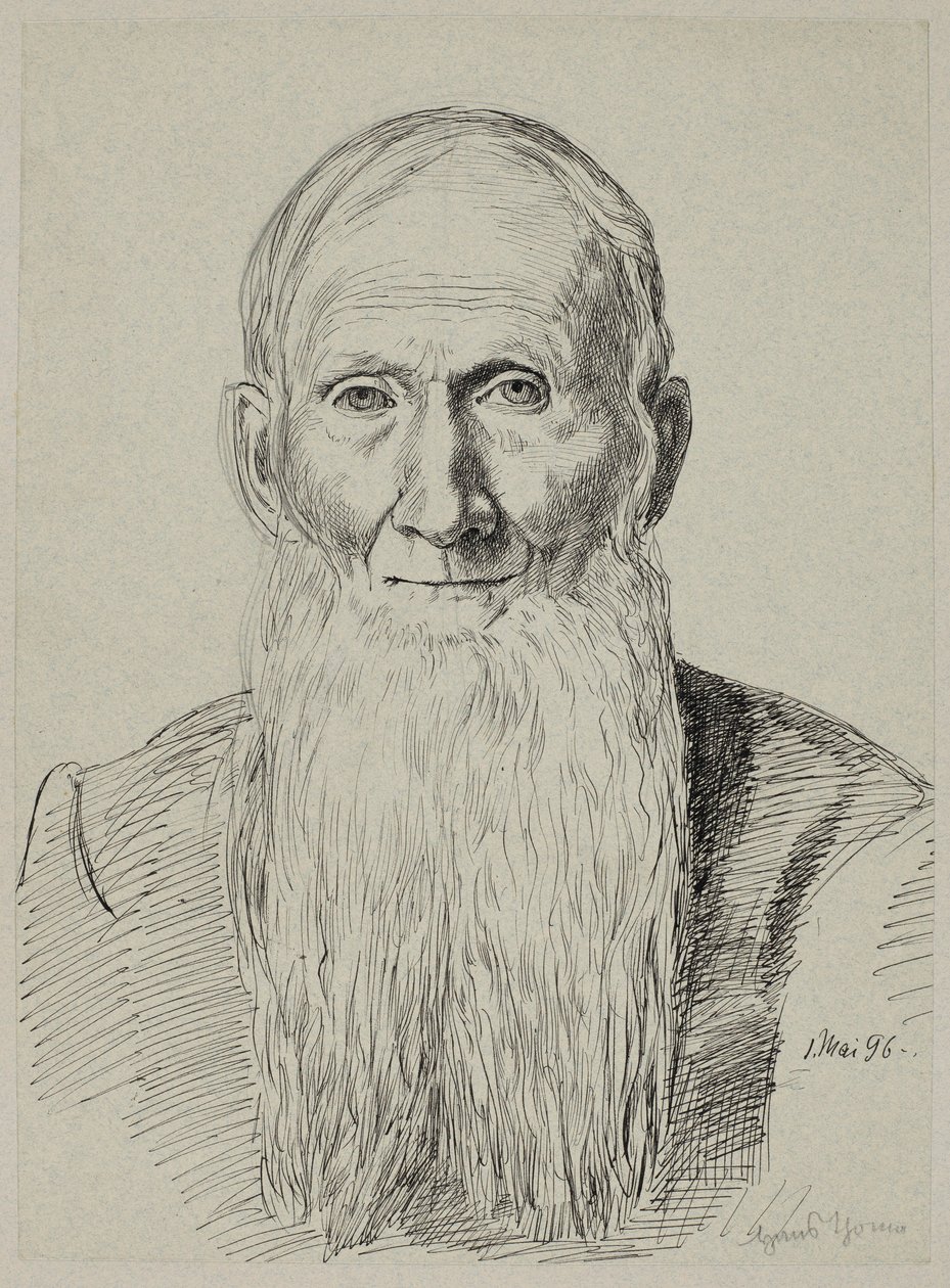 Büste eines alten Mannes mit langem Bart von Hans Thoma