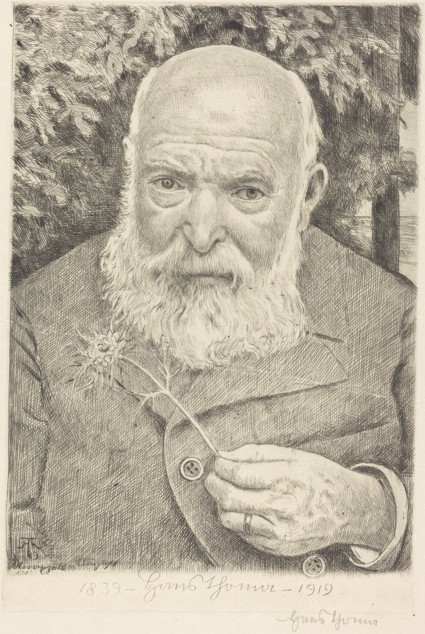 Selbstporträt VI mit Blume von Hans Thoma