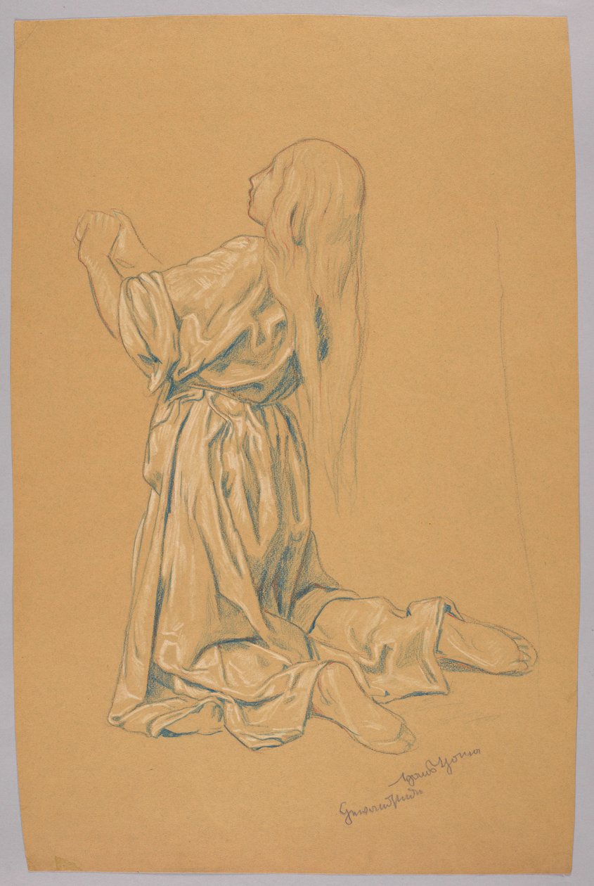 Studie einer knienden Frau von Hans Thoma