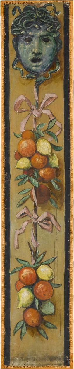 Wandfries aus dem Musiksaal des Hauses Pringsheim, München: Medusenhaupt, Orangen- und Zitronenbündel. Links von Inv.-Nr. 1925 von Hans Thoma