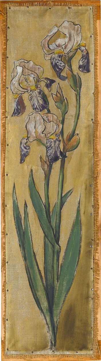 Wandfries aus dem Musiksaal des Hauses Pringsheim, München: Vase mit Schwertlilien von Hans Thoma