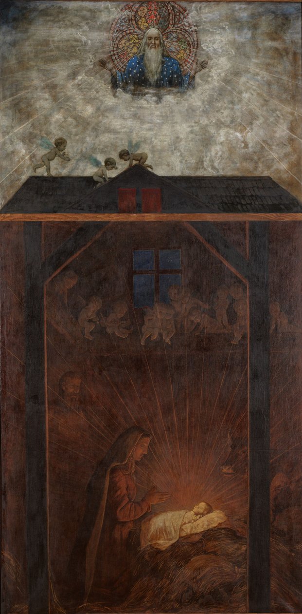 Weihnachtstriptychon: Anbetung des Kindes von Hans Thoma