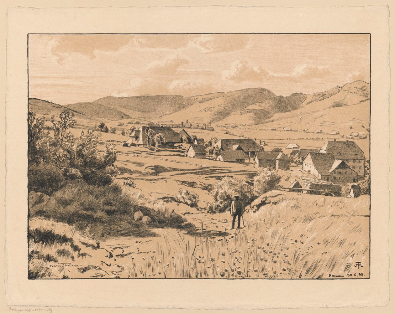 Ansicht von Bernau mit Wanderer von Hans Thoma