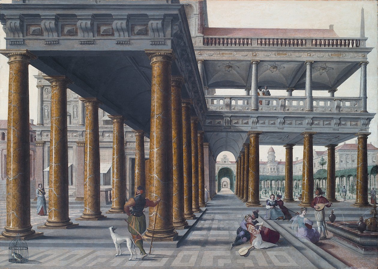 Architektonische Kaprice mit Figuren von Hans Vredeman de Vries