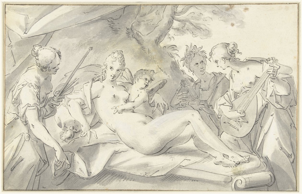 Venus inmitten von Kunst und Wissenschaft von Hans von Aachen
