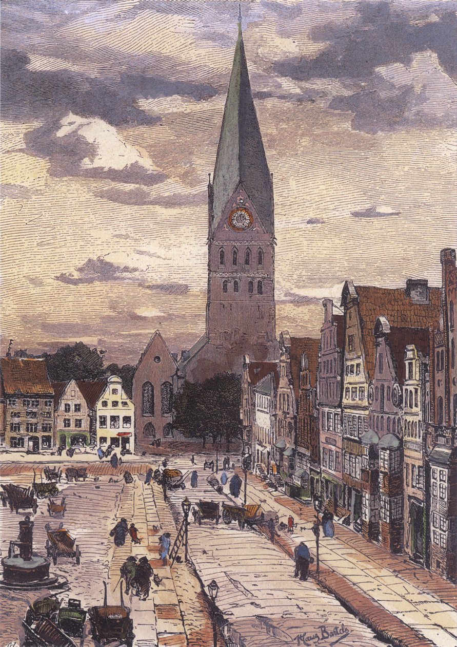 Am Sande (Blick nach Osten zum Turm der St. Johanniskirche) von Hans von Bartels