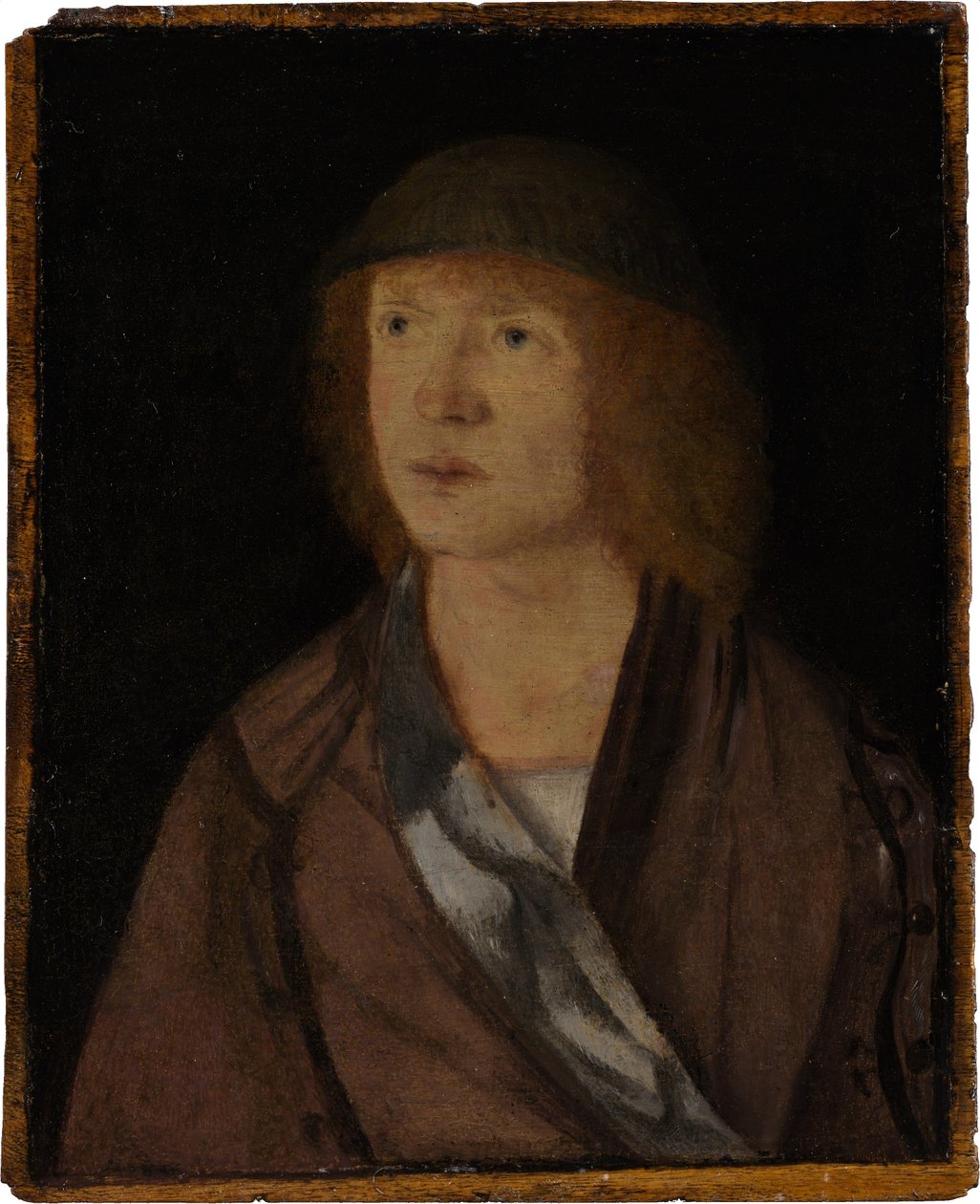 Porträt eines jungen Mannes; (Rückseite) Mädchen, das einen Kranz macht von Hans von Kulmbach