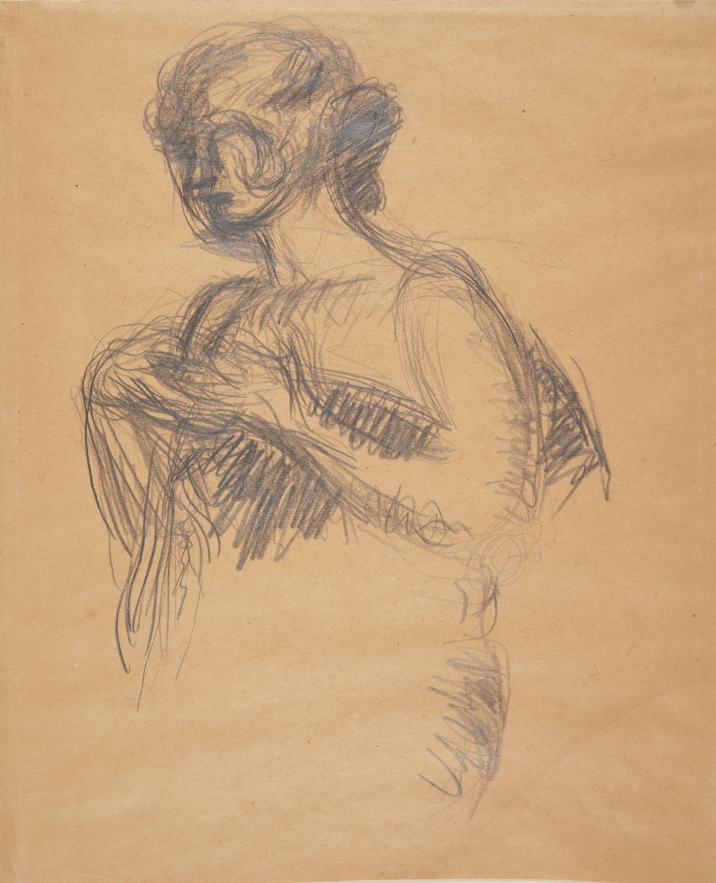 Frauenfigur (Besse, die Frau des Künstlers). Halbfigur, Dreiviertelprofil nach links von Harald Giersing