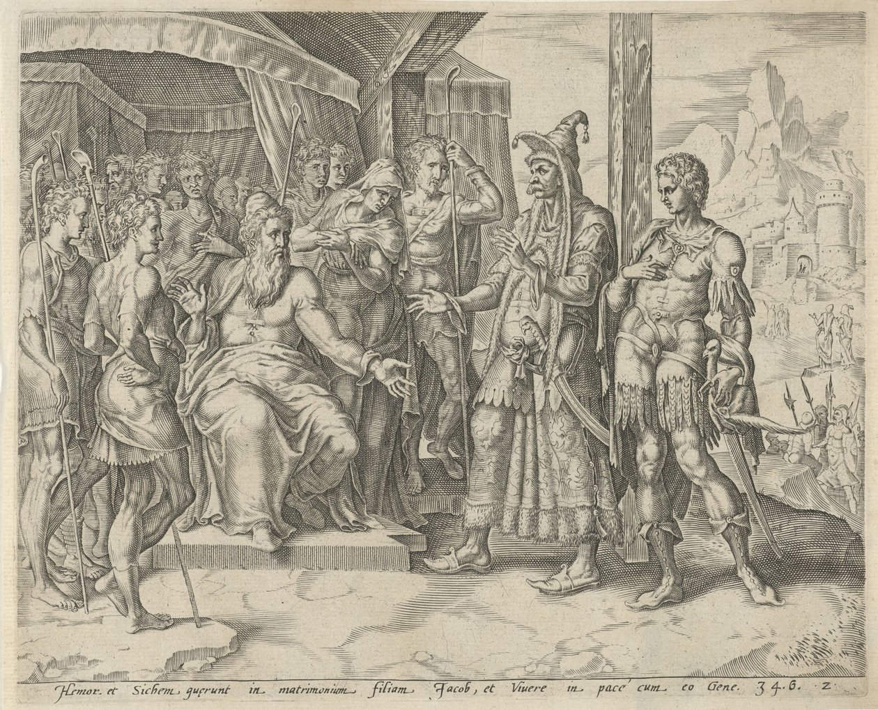 Chamor und Sichem bitten Jakob um Dinas Hand von Harmen Jansz Muller
