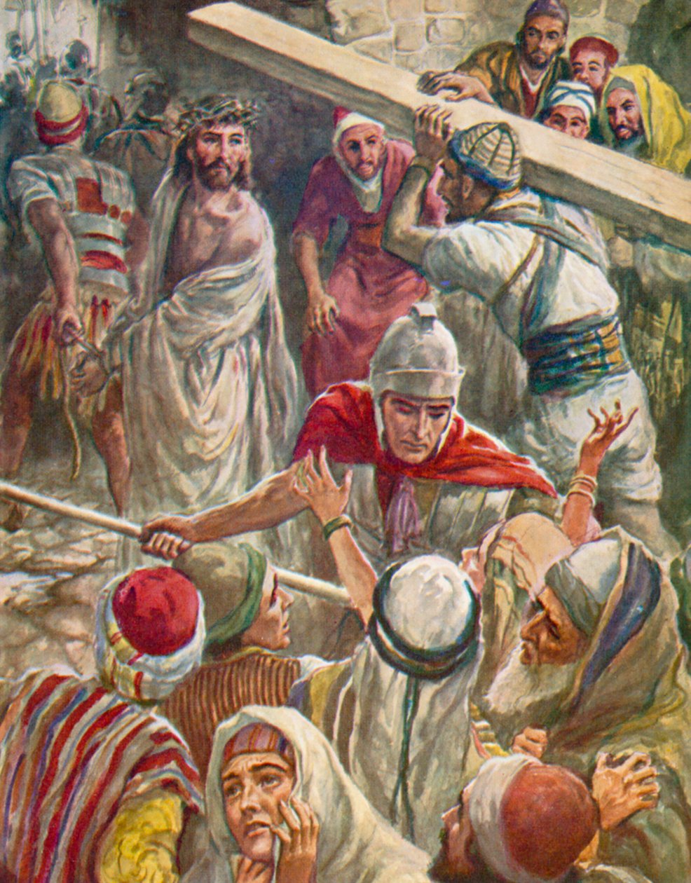 Er trug das Kreuz für Jesus, Matthäus 27, 32 von Harold Copping