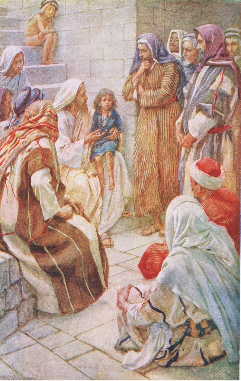 Das kleine Kind in der Mitte, Illustration aus Harold Copping Bilder: Die Kronenserie, ca. 1920er Jahre von Harold Copping