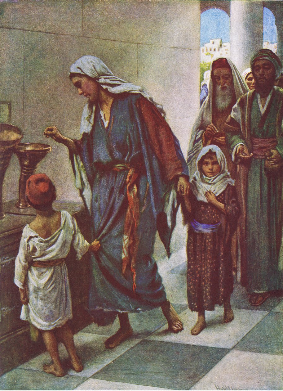 Das Geschenk der armen Frau, Illustration aus Harold Copping Pictures ...