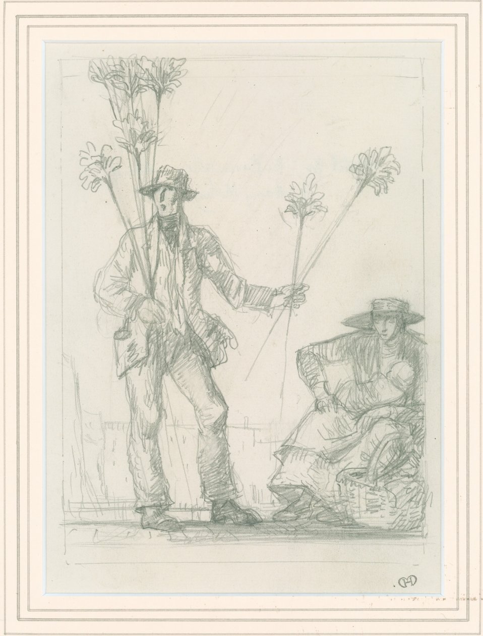 Skizze für den Besenverkäufer, 1923 von Harry Morley