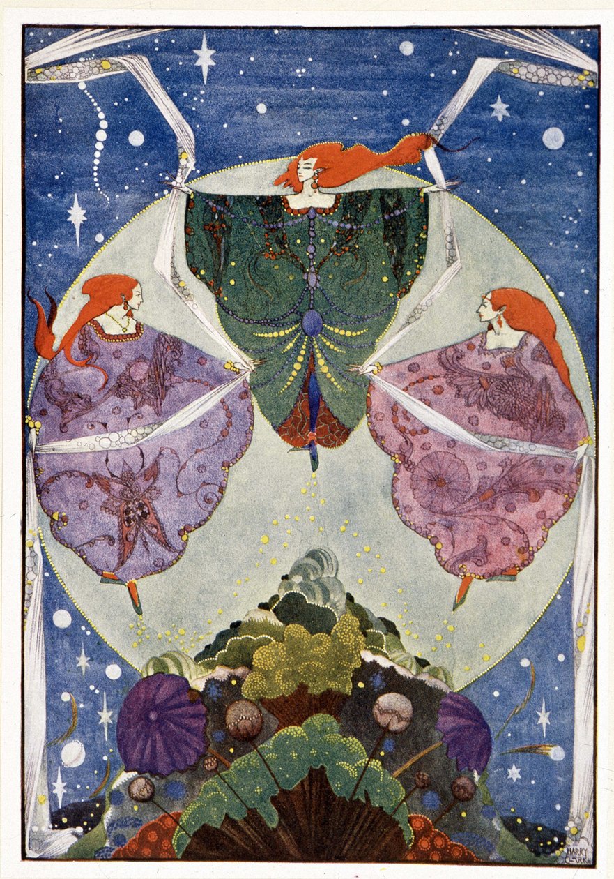 Feen: „Sie tanzten mit Schals, die aus Nebel und Mondschein gewebt waren“: Der Elfenhügel - in „Märchen“ von Hans Christian Andersen, ill. von Harry Clarke von Harry Clarke