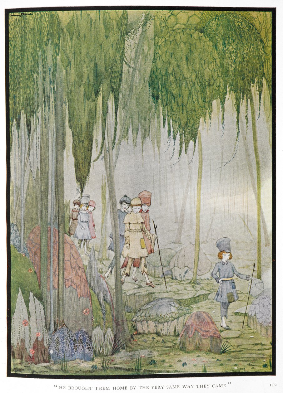 "Er brachte sie auf demselben Weg zurück, den sie gekommen waren." Illustration zur Geschichte 