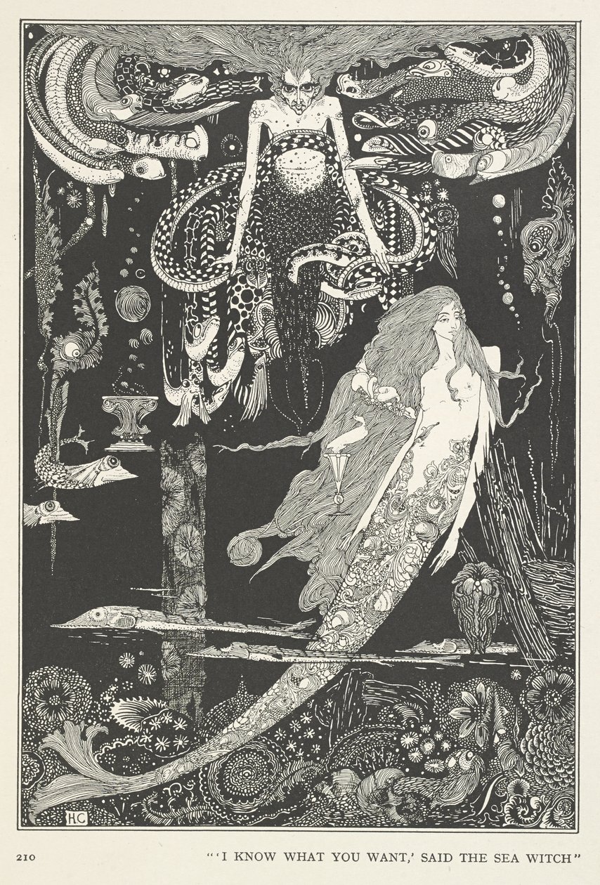 Die kleine Meerjungfrau. "Ich weiß, was du willst," sagte die Meereshexe. von Harry Clarke