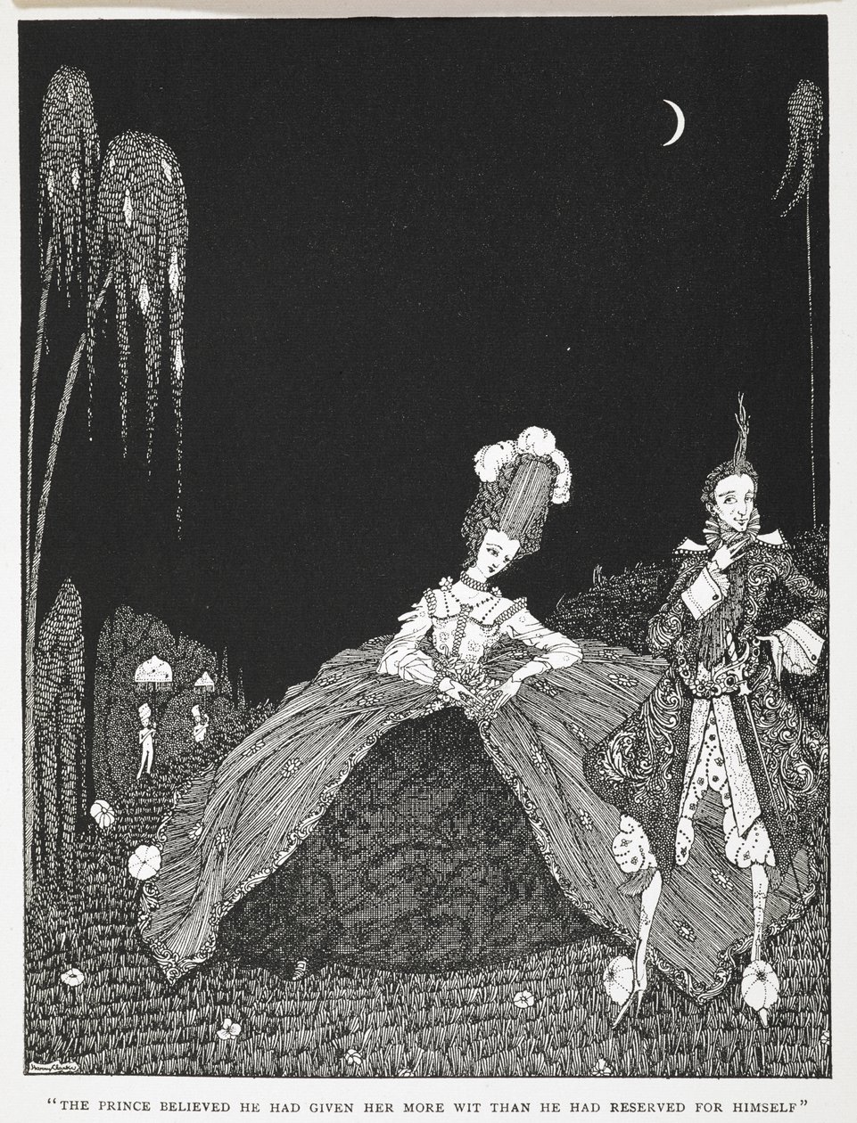 Der Prinz glaubte, er habe ihr mehr Verstand gegeben, als er für sich selbst behalten hatte. Illustration zur Geschichte 