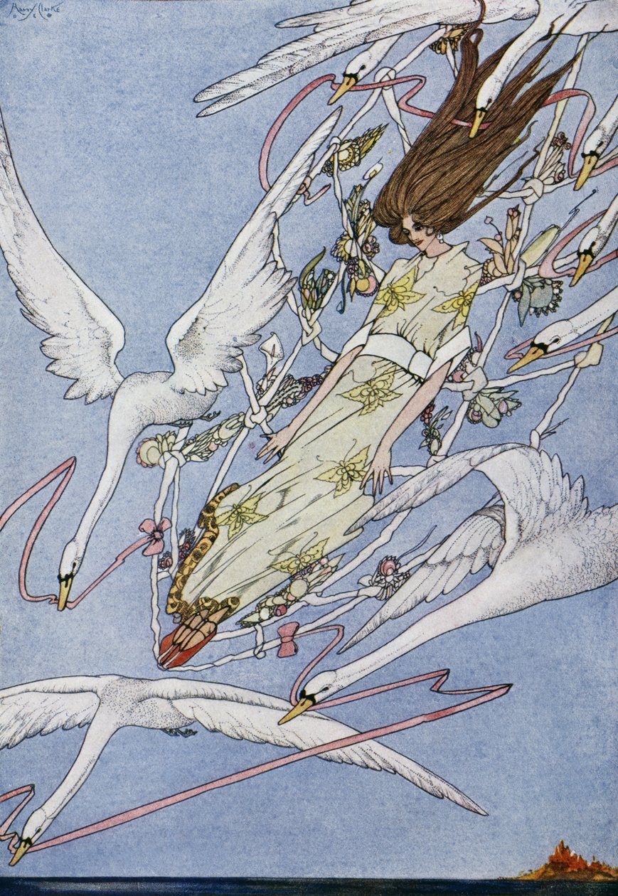 Die wilden Schwäne, Märchen von Hans Christian Andersen (1805-1875), Illustration von Harry Clarke (1890-1931) von Harry Clarke
