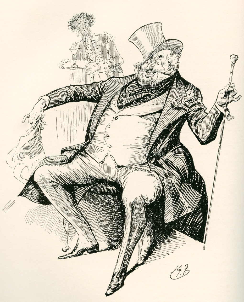 Joey B. Illustration von Harry Furniss für den Charles Dickens Roman Dombey und Sohn, aus der Testimonial Edition, veröffentlicht 1910. von Harry Furniss