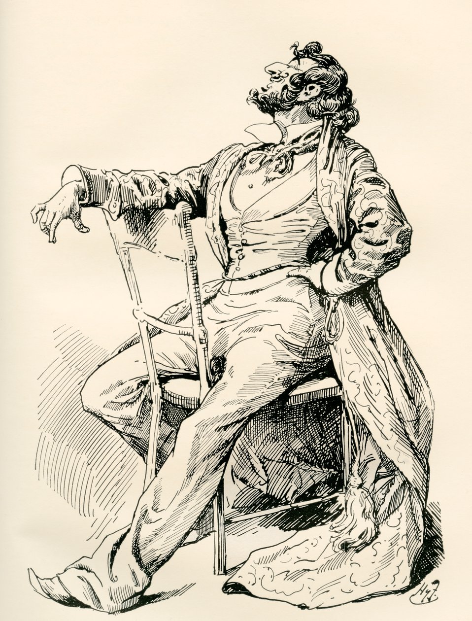 Mr. Alfred Mantalini. Illustration von Harry Furniss für den Charles Dickens Roman Nicholas Nickleby, aus der Testimonial Edition, veröffentlicht 1910 von Harry Furniss