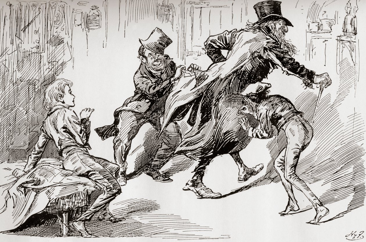 Die Diebesküche. Oliver wird gezeigt, wie es gemacht wird, Illustration aus 