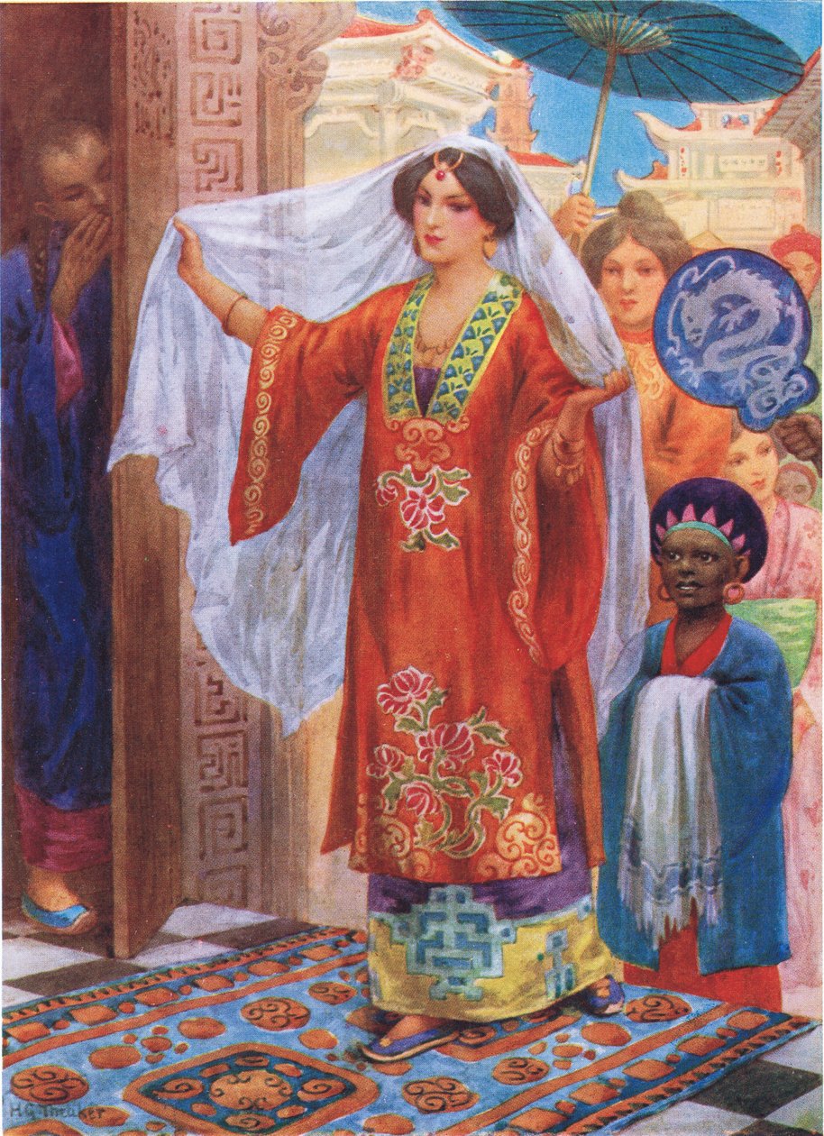 Die Prinzessin auf dem Weg zum Bad, Illustration aus 