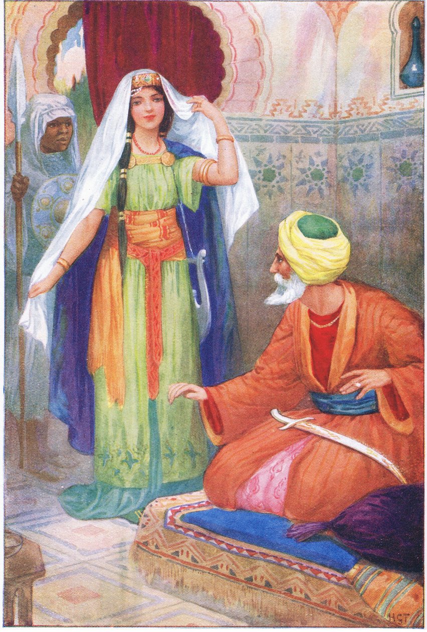 Die schöne Gefangene und Aben Habuz (aus der Geschichte Der arabische Astrologe), Illustration aus 
