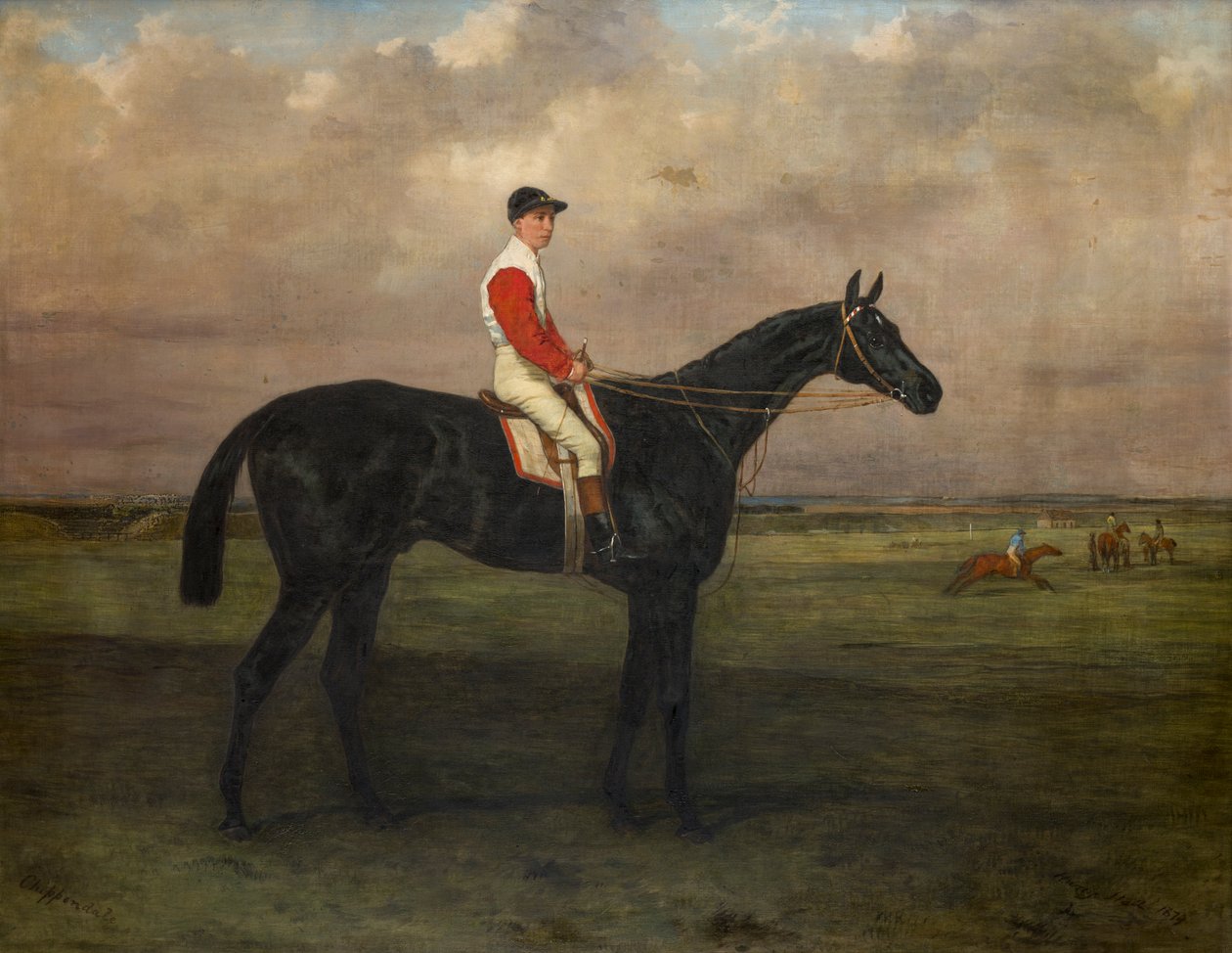Chippendale-Ein Rennpferd mit Jockey auf der Newmarket-Rennbahn von Harry Hall