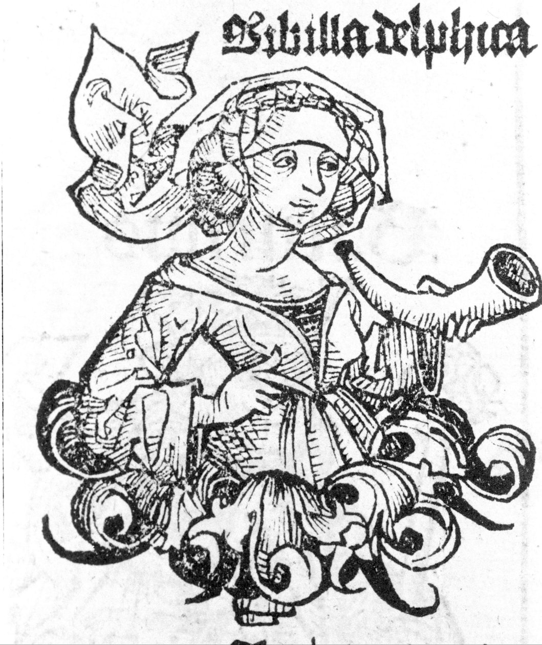 Darstellung der Pythia von Delphi. Xylographie aus „Liber chronicarum“ von Hartmann Schedel, Nürnberg 1497 von Hartmann Schedel
