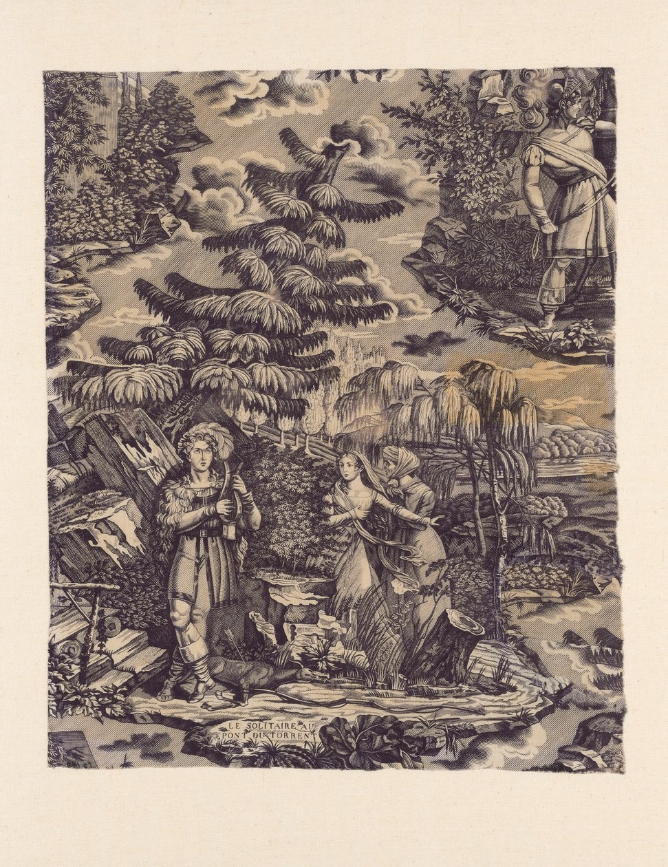 Der Einsiedler an der Brücke über den Wildbach (Möbelstoff) von Hartmann et Fils