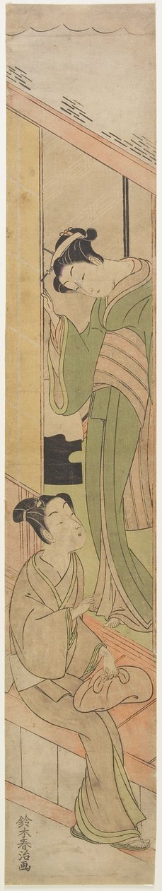 Junger Mann spricht mit einem Watatsumi, ca. 1770 von Haruji Suzuki