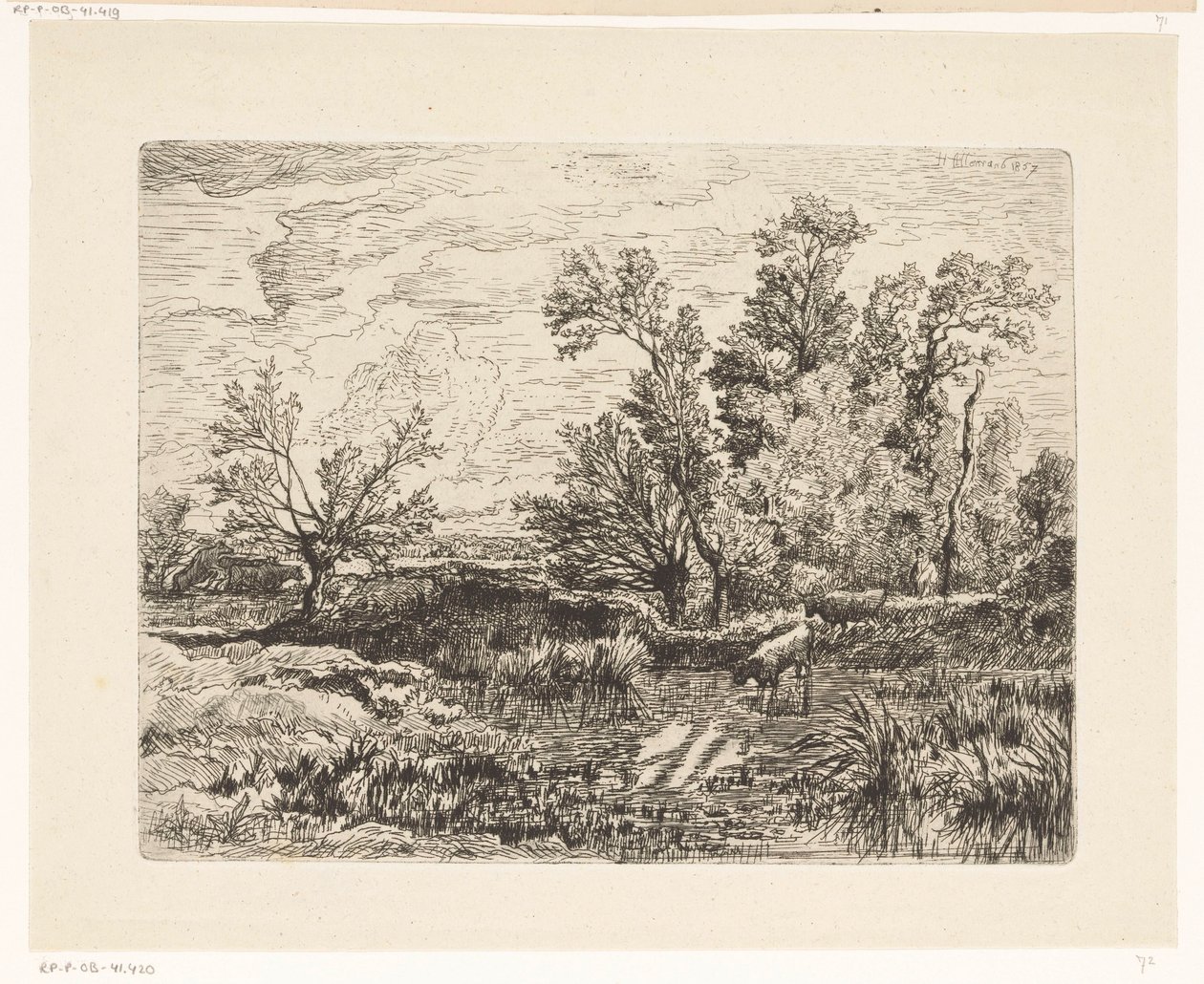 Kuhherde bei einem Teich von Hector Allemand