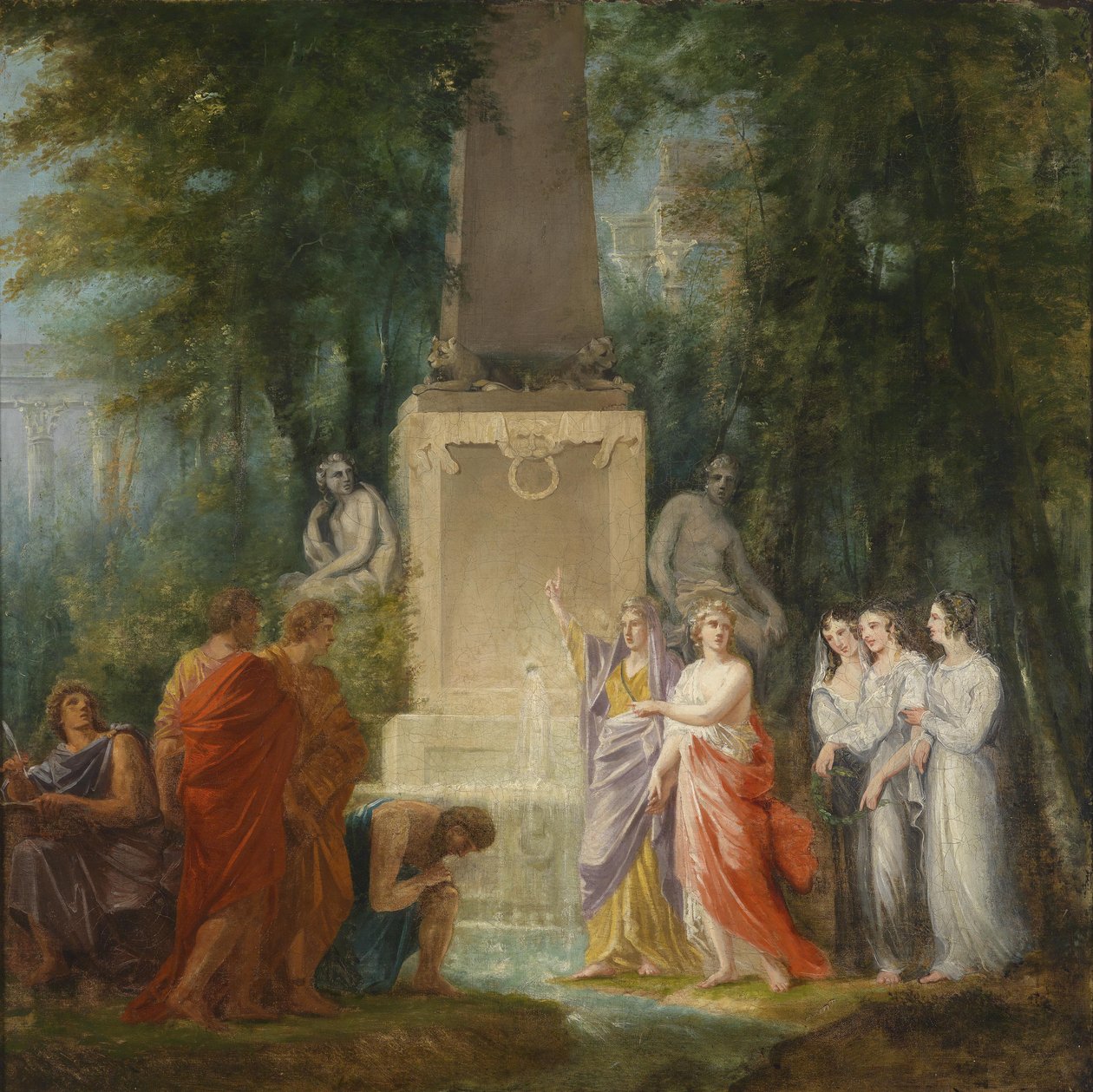 Dichter trinken am Kastalischen Quell das Wasser der Wahrheit, Entwurf für einen Theatervorhang von Heinrich Füger