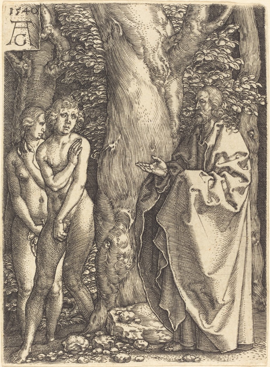 Adam und Eva verstecken sich von Heinrich Aldegrever