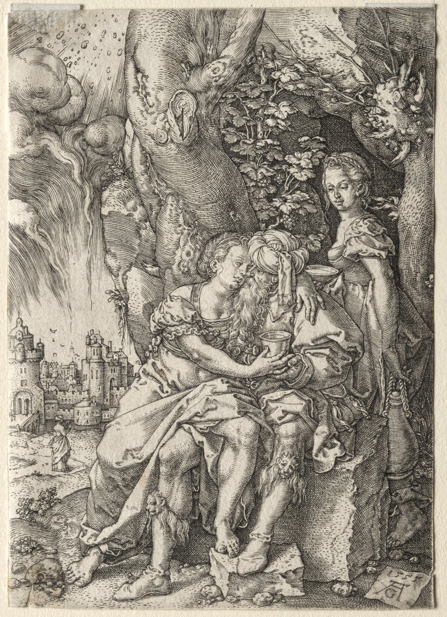 Die Geschichte von Lot: Lot mit seinen Töchtern, 1555 von Heinrich Aldegrever