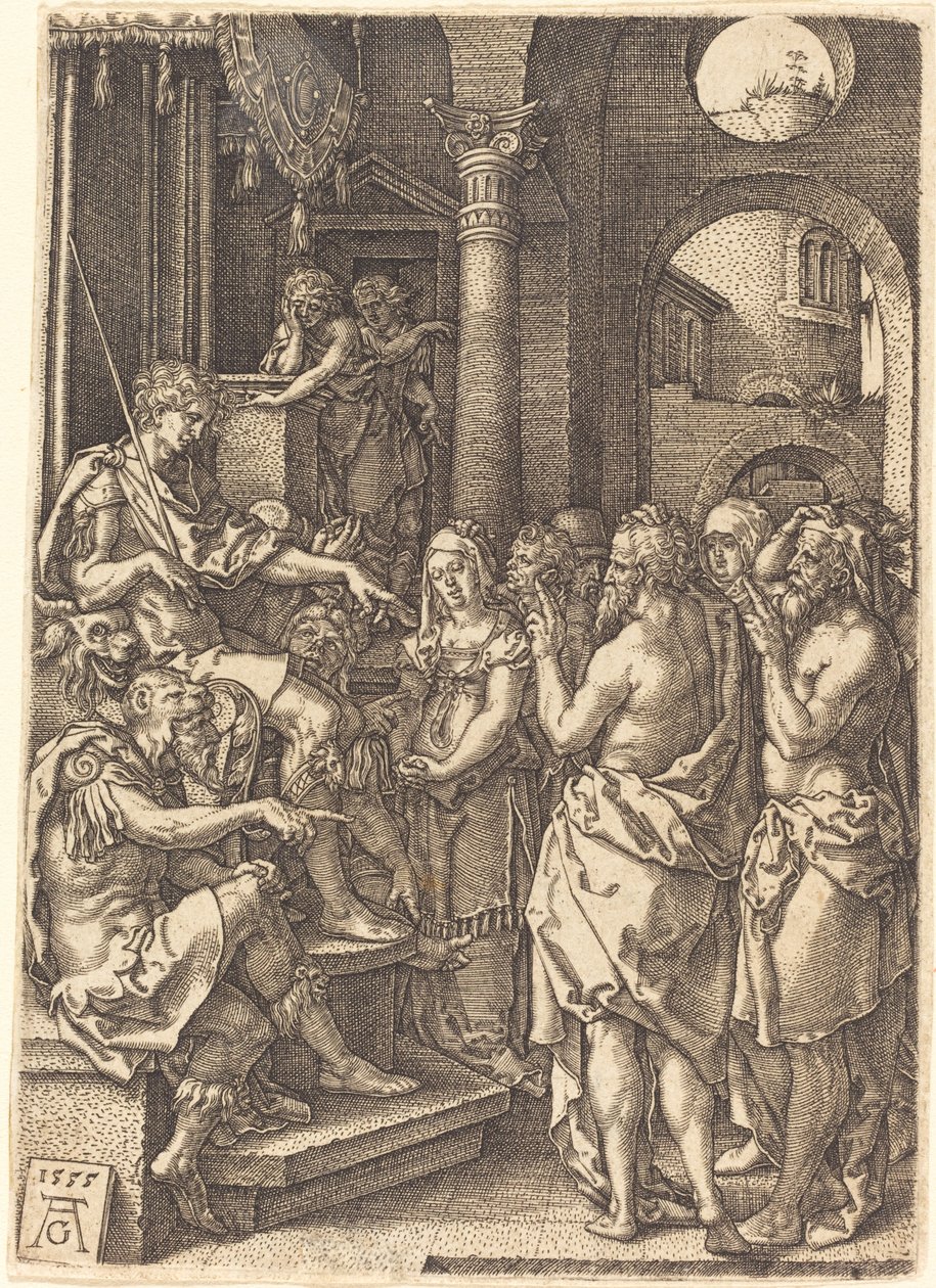 Die zwei Ältesten vor dem Richter, 1555 von Heinrich Aldegrever