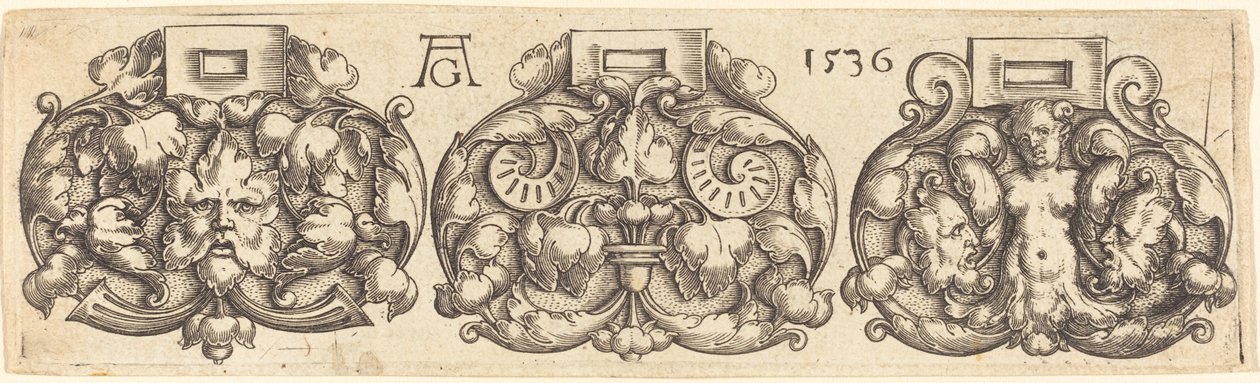 Drei Gürtel Schnallen nebeneinander, 1536 von Heinrich Aldegrever