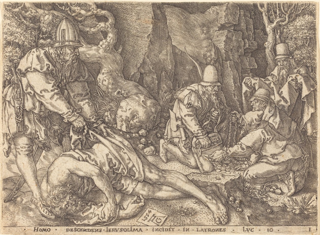 Reisender unter Dieben, 1554 von Heinrich Aldegrever