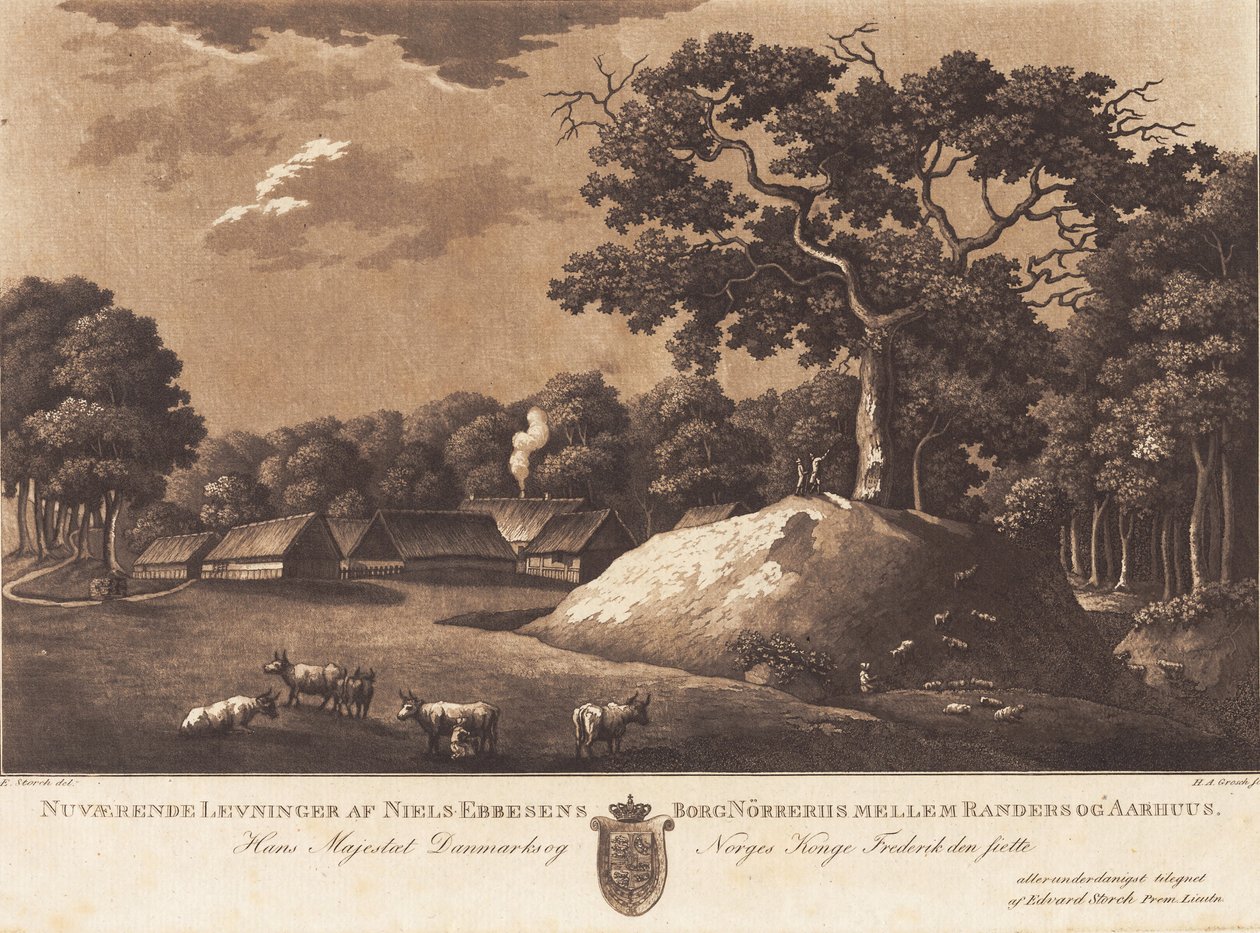 Gegenwärtige Überreste von Niels Ebbesens Burg Nørreriis. E Storch del. von Heinrich Grosch
