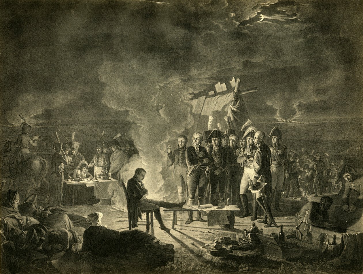 Napoleons Biwak auf dem Schlachtfeld von Wagram in der Nacht vom 5. auf den 6. Juli 1809, 1921 von Heinrich Guttenberg