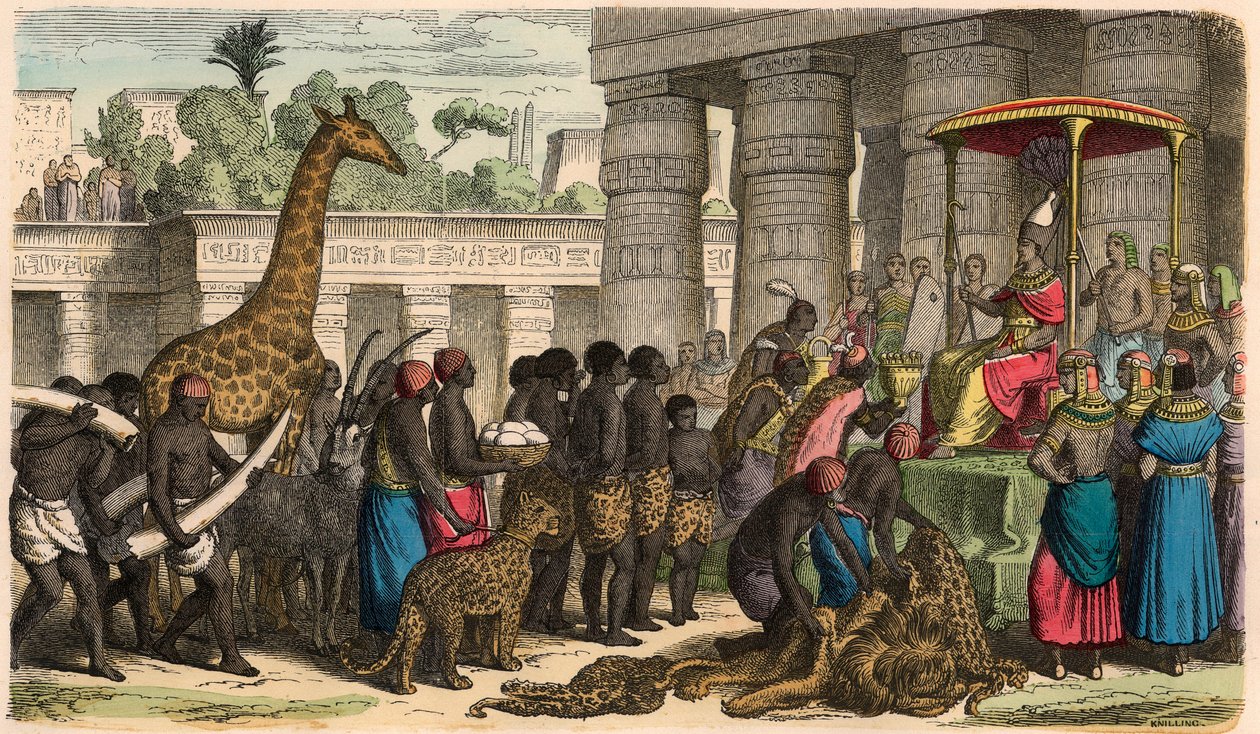 Altes Ägypten: Äthiopier bringen ihre Tribute vor den Pharao von Heinrich Leutemann