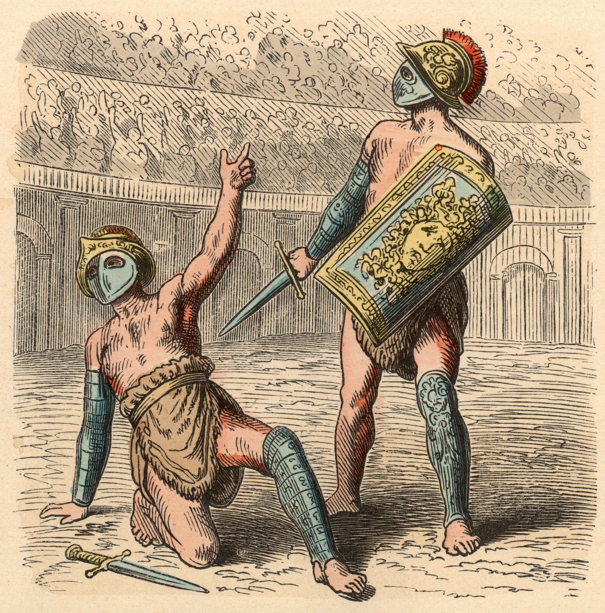 Antikes Rom: Gladiatorenkämpfe im Amphitheater von Heinrich Leutemann