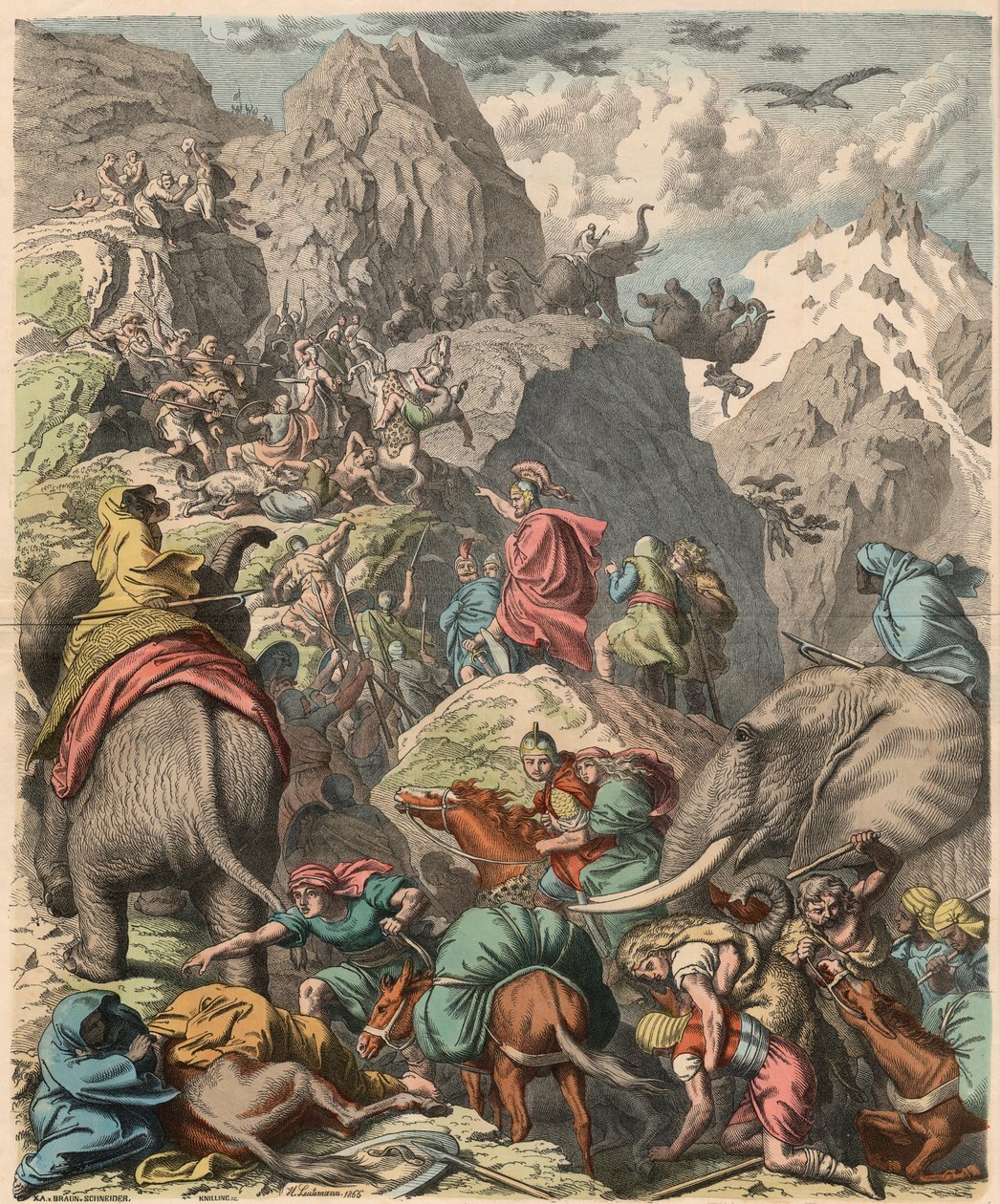Zweiter Punischer Krieg: Hannibal überquert die Alpen, 1866 von Heinrich Leutemann