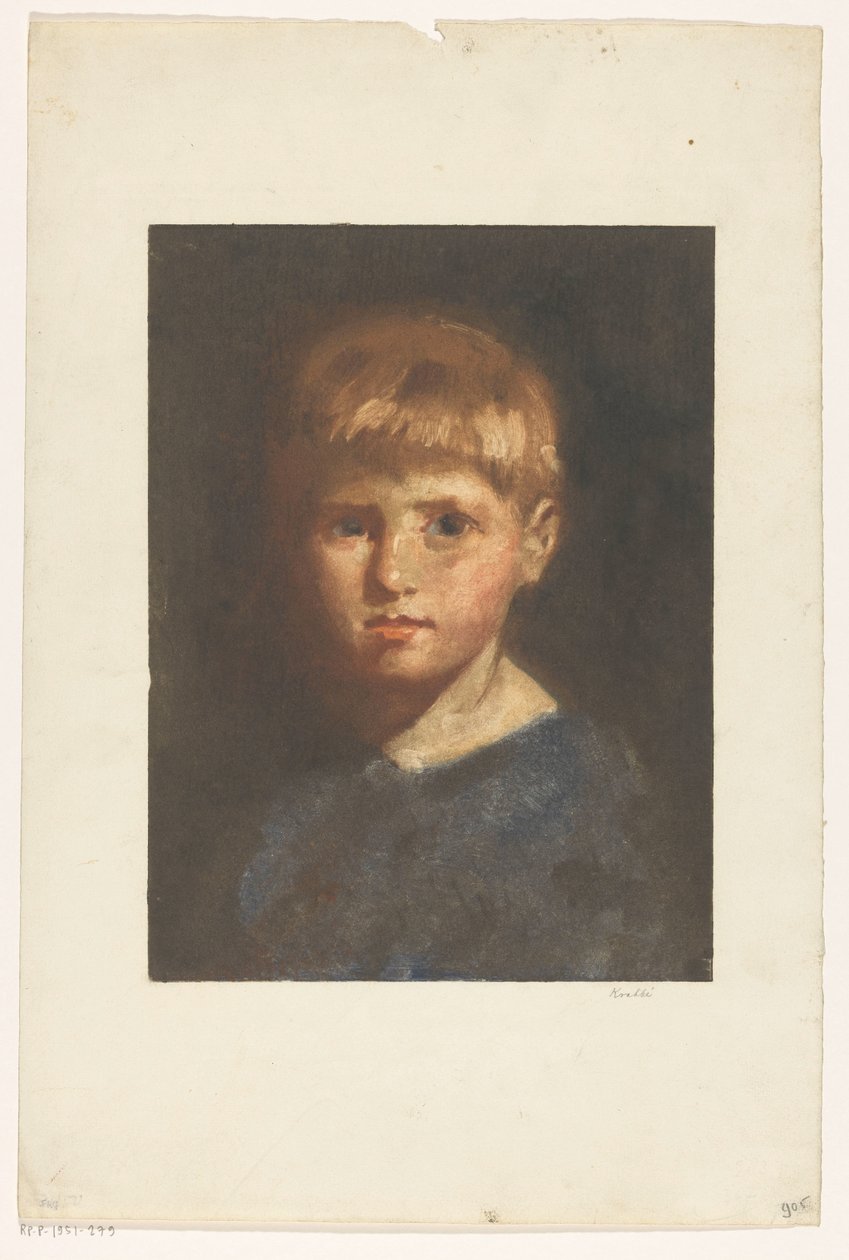 Porträt eines unbekannten Jungen von Heinrich M. Krabbé (signed by artist)